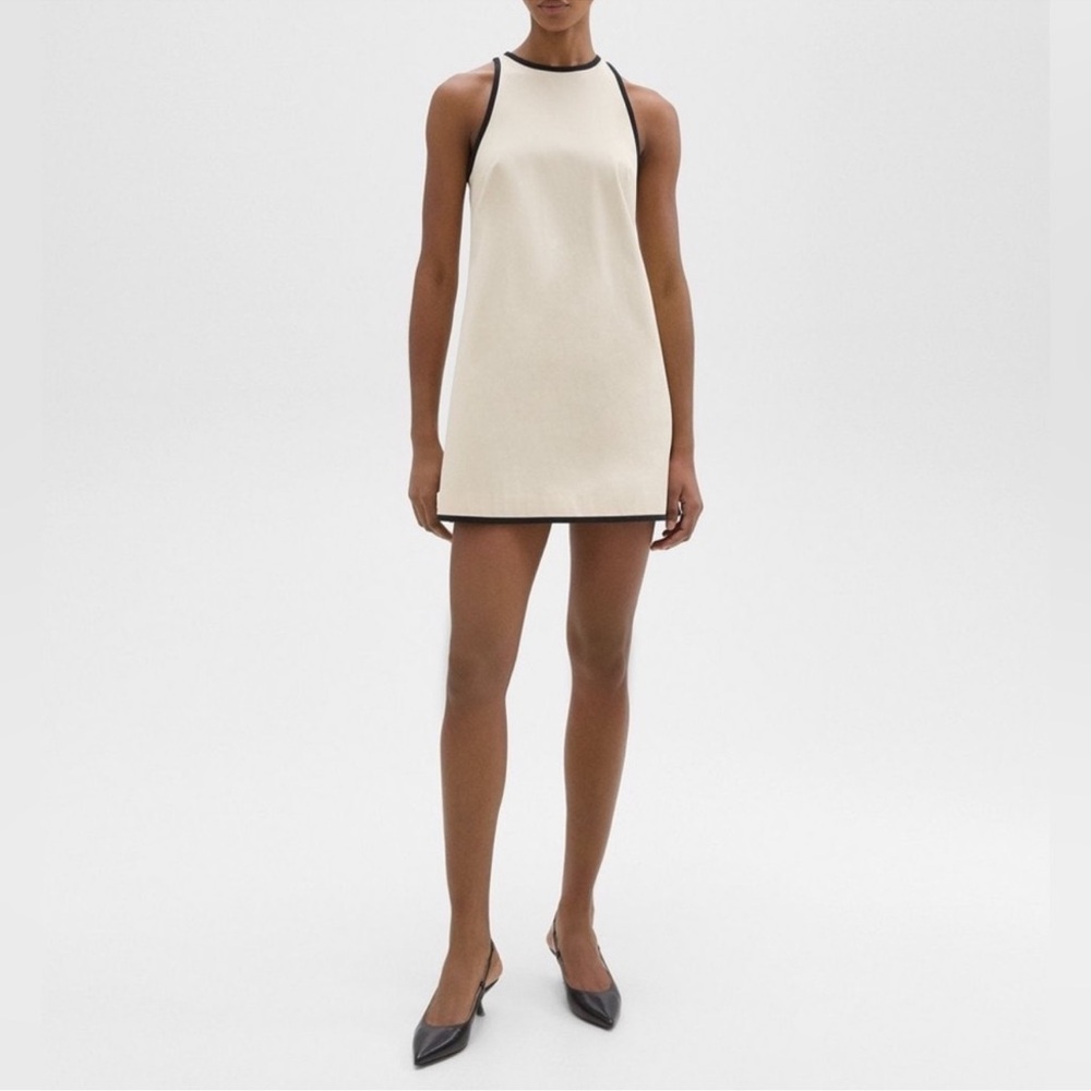 Theory Cream and Black Mini Dress